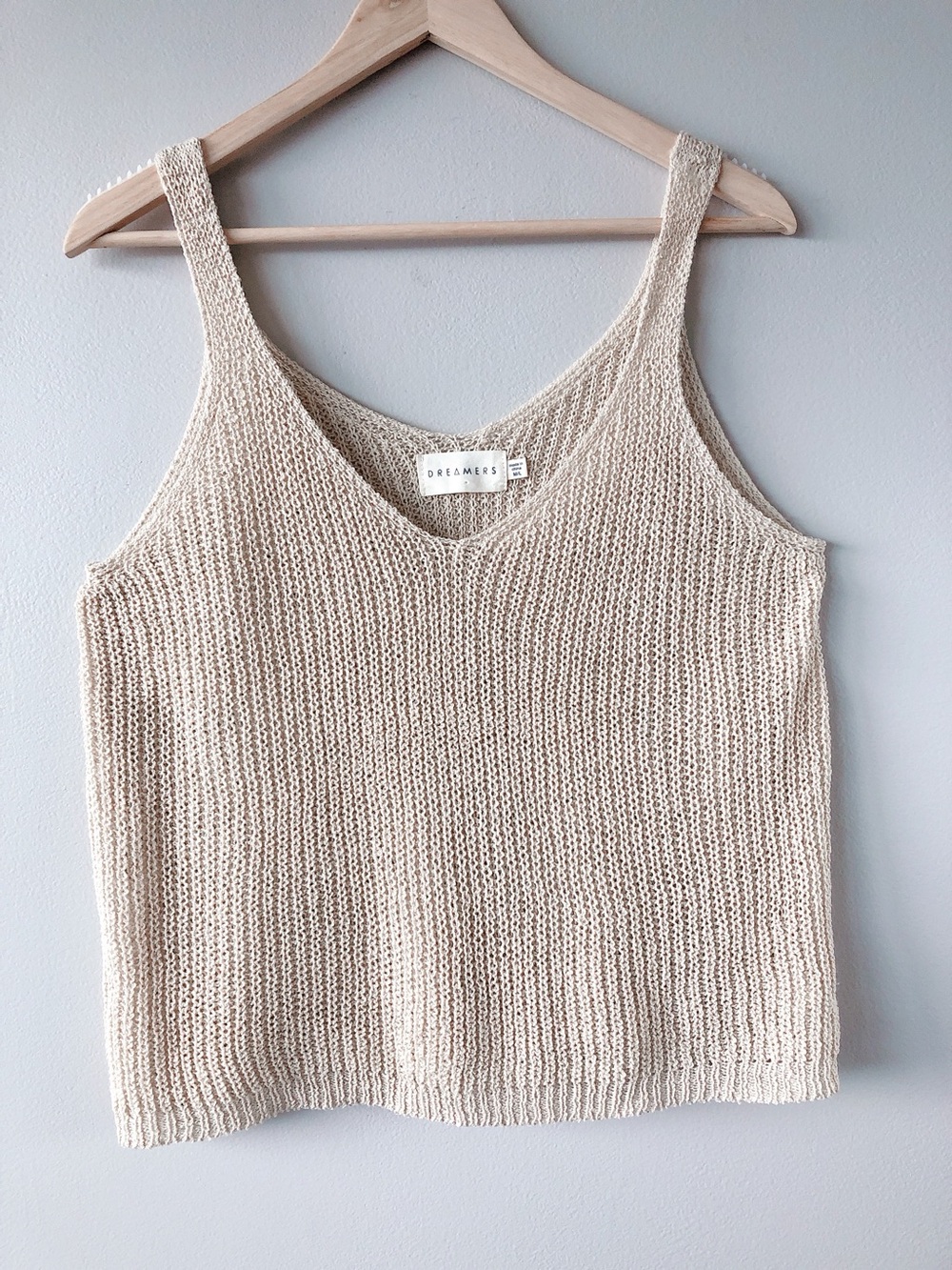 Dreamers Beige Knit V-Neck Tank medium large top